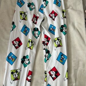 Disney White Pajama Pants with Colorful Mickey Squares